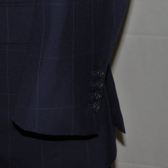 Trunk Club Custom Navy Blue Windowpane Flat Front Two Button Suit 44R - Picture 7 of 16